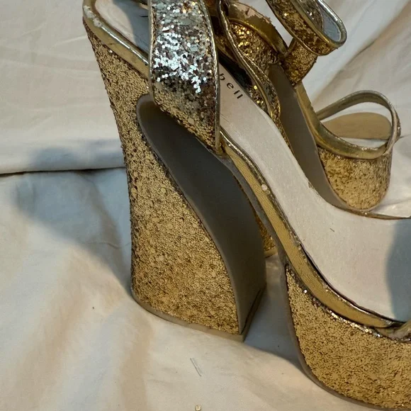 Jeffrey Campbell Sparkling Gold Platform Heels - Picture 3 of 4